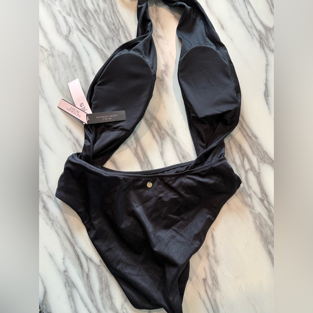 Victoria's Secret Black Halter Tie One-Piece Swimsuit - Picture 2 of 6